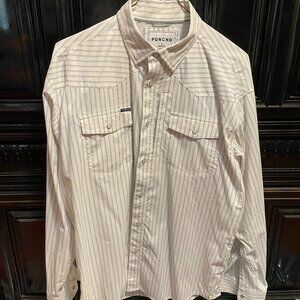 Poncho Mens Long Sleeve White Striped Mens M
